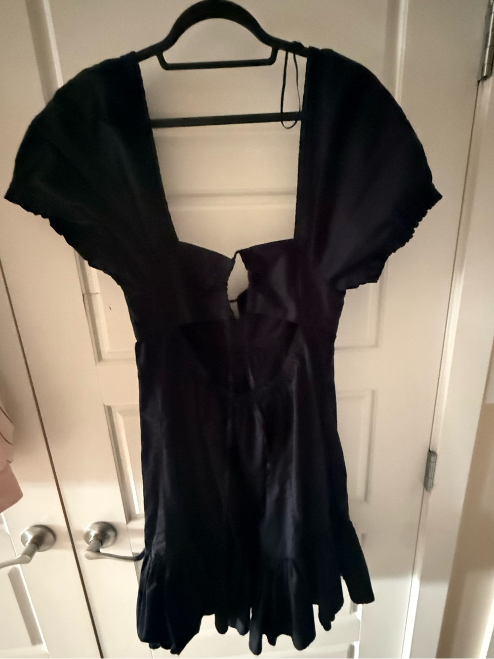 Urban Outfitters Black V-Neck Short Sleeve mini dress with on or off shoulder